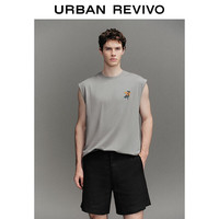 UR2025夏季男装趣味休闲印花棉质无袖背心UMY450086 浅灰 S