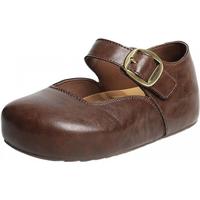 百丽（Belle）厚底半糖吐司2代勃肯鞋女25秋新商场款绒面玛丽珍鞋E1K1DCQ5 啡色（2代） 35 (225mm)