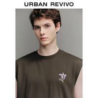 UR2025夏季男装趣味休闲印花棉质无袖背心UMY450086 咖棕 L