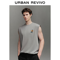 UR2025夏季男装趣味休闲印花棉质无袖背心UMY450086 浅灰 M