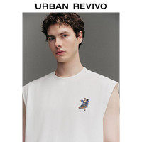 UR2025夏季男装趣味休闲印花棉质无袖背心UMY450086 本白 XS