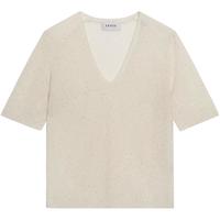 ERDOS【亮片纱】25秋冬V领短袖通勤简约女套衫羊绒衫 浅驼 L 170/88A