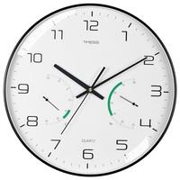 TIMESS QF2101-1 温湿度计挂钟 轻奢白 14英寸