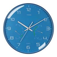 TIMESS QF2102-2 温湿度计挂钟 轻奢浅蓝 12英寸