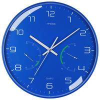 TIMESS QF2102-3 温湿度计挂钟 轻奢深蓝 12英寸