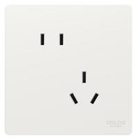 德力西（DELIXI）开关插座806免喷涂哑光磨砂大板斜五孔插座10A汉玉白