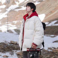 雪中飞2025冬新款男士连帽羽绒服蓬松保暖面包服纯色温柔百搭