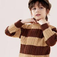 多妙屋男童毛衣儿童秋冬装打底衫毛线衣大童保暖加厚针织衫洋气童装 咖啡色 130