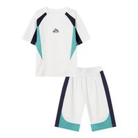 多多家 男童潮流套装夏季运动训练服2025儿童透气跑步T恤短裤两件套
