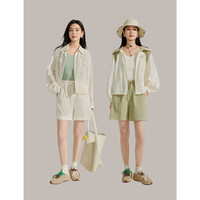 茵曼UPF100+防晒薄款直筒短裤夏季女装新潮运动休闲裤子 豆绿色 S