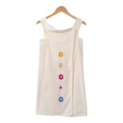 洁丽雅 7A抗菌可穿式浴巾浴袍女士浴裙成人家用加厚浴衣吸水裹巾 米白色