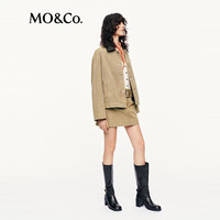 MO&Co.半身裙2025秋棉质怀旧巴恩风短裙A字中低腰附腰带MBE3SKTT03 蜜驼色 S