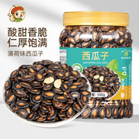 吃尚一族 西瓜子话梅味新货大颗粒黑打手瓜籽休闲小零食批发炒货坚果 薄荷味西瓜子 500g*2罐