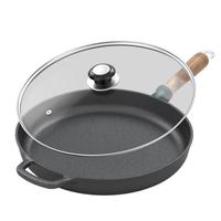 老艺人铸铁平底锅无涂层不易粘蛋煎锅加厚生铁锅烙饼锅牛排燃气灶电磁炉 【纯铸铁】0涂层煎锅 26cm