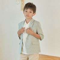 美特斯邦威集团米喜迪童装夏男童棉麻薄款中袖西服表演礼服