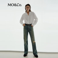 MO&Co.【NOIR系列】衬衫2025秋意式精工高支府绸棉燕子领MBE3SHT007 本白色 XS /155