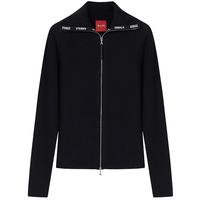 鄂尔多斯1980【精纺抽条拉链开衫】羊毛羊绒女高领针织开衫25秋冬 黑 S 160/80A