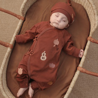 巴厘小猪婴儿连体衣新生儿秋冬季纯棉哈衣红色喜庆新年服百天 雾灰 59cm