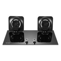 Haotaitai天然气燃气灶大火力家用双灶猛火台式嵌入式厨房玻璃猛火魔碟翻盖炉具JZT-2801 天然气 聚能炫火灶5.0kw