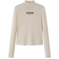 乐町 半高领打底衫秋冬字母长袖T恤