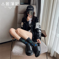 袜子女棉潮个性春秋款超火袜子中筒袜ins潮外穿秋季女生彩色 3双装(35-40码可穿)