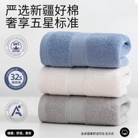净颜符袋鼠毛巾家用新疆纯棉吸水洗脸毛巾全棉不易掉毛柔软 菱形格毛巾蓝色 34*74±2cm