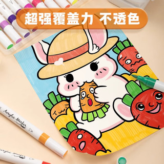 真彩 丙烯马克笔双头儿童不透色可叠色画笔小软头可水洗速干防水手绘diy水彩笔24/48色 丙烯马克笔4