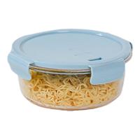 希乐扣玻璃饭盒带饭便当盒微波炉加热餐盒大容量保鲜盒1050ml 【泡面碗】蓝大圆 1050ml