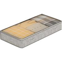 邦尼美家床底衣服收纳箱家用大号被子杂物整理箱透明扁平床下衣物储物筐袋 浅灰色-大号90L【100*50*18cm】