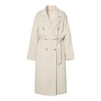 伊芙丽【镇店】驼绒桑蚕丝高级双面毛呢外套羊毛大衣女冬季 米色 M 115-135斤