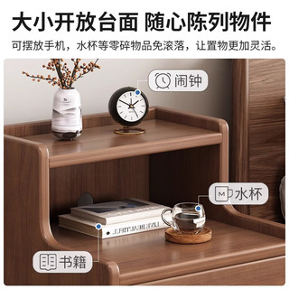修乐床头柜现代简约家用卧室小柜子木色床边置物架小型储物柜收纳柜子 【常规款双抽】雨丝银橡色30CM