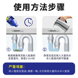 雷帕姆管道疏通剂管道通堵塞厨房油污浴室强力溶解马桶下水道除臭 【速通尝鲜】1瓶
