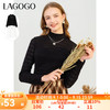 La·go·go 拉谷谷 女士镂空蕾丝半高领直筒长袖T恤 W1