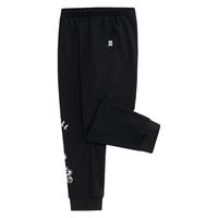 鸿星尔克儿童运动长裤春季简约纯色针织裤中大童保暖男童裤子 正黑 140