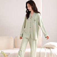 芬腾可安睡衣女秋冬带胸垫免穿文胸长袖长裤春秋家居服套装秋季 L
