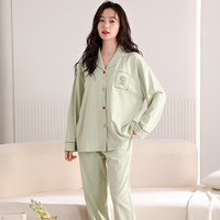 芬腾可安睡衣女秋冬带胸垫免穿文胸长袖长裤春秋家居服套装秋季 M