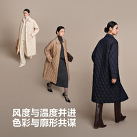 波司登(BOSIDENG)2025新款轻薄90鹅绒服女长款小香风菱格衬衫领保暖外套B250134188