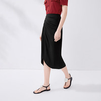 秋水伊人不规则褶皱半身裙夏季新款优雅通勤高腰中长裙