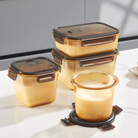 凡高 VENGO 高硼硅耐高温玻璃保鲜盒 圆形750ML+方形1L 密封罐大容量储油罐