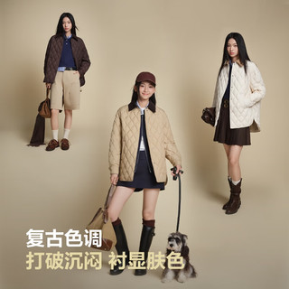 波司登（BOSIDENG）25年轻薄羽绒服女短款90绒翻领拼接百搭巴恩风外套B250135334 可可棕|7C92 M 165/88A 体重约110-120斤