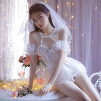 今天我要嫁给你!婚纱纯欲制服诱惑情趣内衣蕾丝免脱透视镂空激情