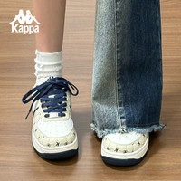 KAPPA卡帕背靠背女鞋秋季透气小白鞋子女板鞋鞋百搭休闲运动鞋 经典白/芭蕉绿 39