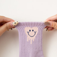 卡拉美拉(Caramella)儿童袜子女童男童秋冬季棉袜亲肤透气中筒袜可爱卡通休闲袜 女童字母款5色 5双 7-9岁 (L)