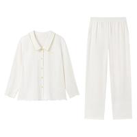 全棉时代(PurCotton)2025春女士针织家居套装 上装:155/80A;下装:155/64A 温柔棉白 M (160)