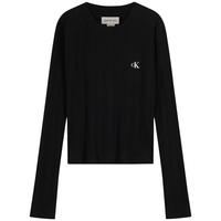 Calvin KleinJeans25秋季女士简约字母ck辣妹正肩罗纹打底长袖T恤47D260G UB1-太空黑 XS