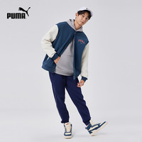 针织夹克外套男美式复古拼色棒球服 679341彪马puma奥莱 绿色-24 XL