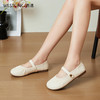 西遇 玛丽珍平底鞋女2026新款夏季褶皱法式晚晚鞋配裙软底低跟单鞋 米白色