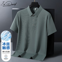 爱大卫 I'M DAVID 短袖t恤男翻领夏季新款速干半袖polo中青年商务百搭T恤男中绿色XL