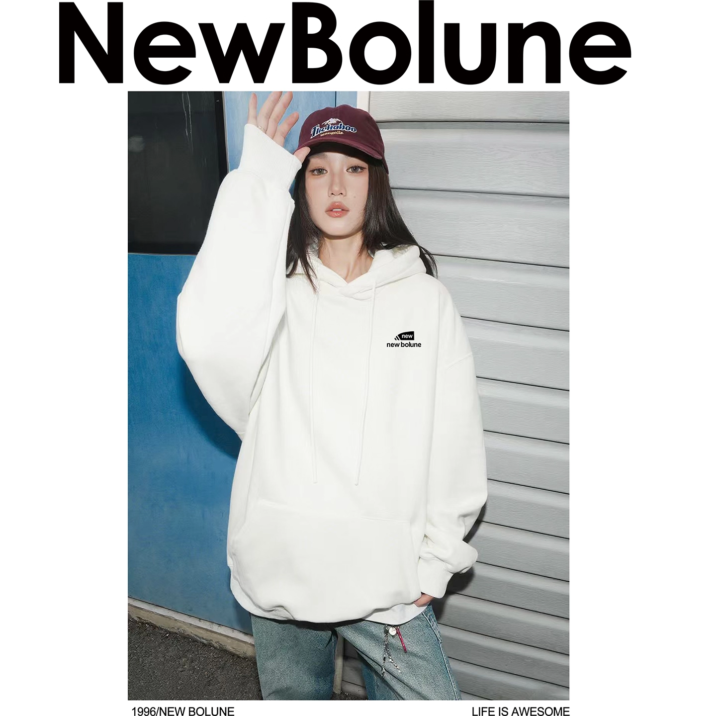  BOLUNE/新百伦美式帽衫潮流运动休闲宽松重磅卫衣