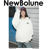  BOLUNE/新百伦美式帽衫潮流运动休闲宽松重磅卫衣 太阳花圆领炭黑 M